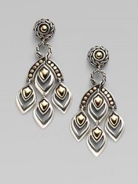 From the Naga Collection. Graceful chandelier drops combine sterling silver and 18k yellow gold with graphic, textural richness. 18k yellow gold and sterling silver Length, about 1¾ Width, about ¾ Post back Made in Bali From the Naga Collection. Graceful chandelier drops combine sterling silver and 18k yellow gold with graphic, textural richness. 18k yellow gold and sterling silver Length, about 1¾ Width, about ¾ Post back Made in Bali