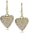 Betsey Johnson Gold-Tone Crystal Heart Drop Earrings