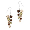 Sterling Silver Earth Tone Swarovski Elements Linear Drop Earrings