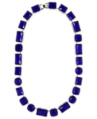 Beautiful in blue. This statement necklace from Nine West is crafted from silver-tone mixed metal, with shapely stones providing a stylish touch. Approximate length: 16 inches. Beautiful in blue. This statement necklace from Nine West is crafted from silver-tone mixed metal, with shapely stones providing a stylish touch. Approximate length: 16 inches.
