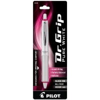 Pilot Dr. Grip Pure White Retractable Ball Point Pen with Pink Accents, Medium Point, Black Ink, Single Pen (36205) Pilot Dr. Grip Pure White Retractable Ball Point Pen with Pink Accents, Medium Point, Black Ink, Single Pen (36205)