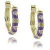 Lily Nily 18k Gold Overlay Lavender Enamel Heart Design Children's Hoop Earrings