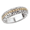 925 Silver Scroll & Dot Filigree Ring with 18k Gold Accents- Sizes 6-8