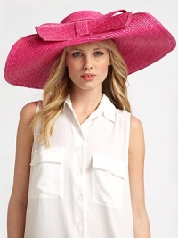 Glamorous and playful, accented with a floppy front bow.StrawBrim, about 6¾ wideMade in Italy of imported fabric Glamorous and playful, accented with a floppy front bow.StrawBrim, about 6¾ wideMade in Italy of imported fabric