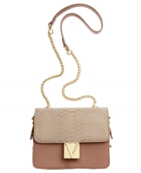 Add a socialite flair to any ensemble with the Kristen Shoulder Bag from Vince Camuto. Signature hardware, python print accents and a glossy chain embellished shoulder strap will keep your style polished and poised. Add a socialite flair to any ensemble with the Kristen Shoulder Bag from Vince Camuto. Signature hardware, python print accents and a glossy chain embellished shoulder strap will keep your style polished and poised.