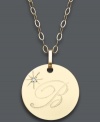 Embrace the latest trend with a stylish initial pendant. Crafted in 14k gold, this circular style features the letter B with a diamond-accented star at the corner. Approximate length: 16 inches + 2-inch extender. Approximate drop: 3/4 inch.