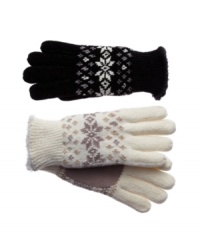 Let it snow. You'll be prepared for coziness with these chenille gloves by Isotner featuring a sweet snowflake pattern. Let it snow. You'll be prepared for coziness with these chenille gloves by Isotner featuring a sweet snowflake pattern.