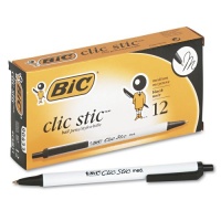 Bic Clic Stic Retractable Ball Pen, Medium Point (1.0 mm), Black, 12 Pens Bic Clic Stic Retractable Ball Pen, Medium Point (1.0 mm), Black, 12 Pens