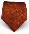 100% Silk Woven Burnt Orange (Rust) Twill Paisley Extra Long Tie
