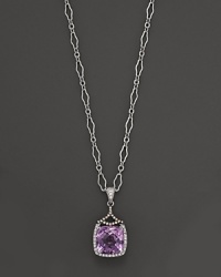 Badgley Mischka Amethyst Pendant Necklace With White And Brown Diamonds, 18 Badgley Mischka Amethyst Pendant Necklace With White And Brown Diamonds, 18
