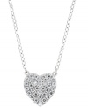 The key to your heart. CRISLU's mini heart pendant sparkles with the addition of micro-pave cubic zirconias (3/8 ct. t.w.) set in platinum over sterling silver. Approximate length: 16 inches + 2-inch extender. Approximate drop length: 1/4 inch. Approximate drop width: 3/4 inch.