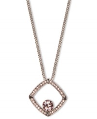 Rosy sparkle, by Givenchy. A diamond-shaped pendant shines with vintage rose stones, hanging from a subtle chain. Crafted in brown gold tone mixed metal. Approximate length: 16 inches + 2-inch extender. Rosy sparkle, by Givenchy. A diamond-shaped pendant shines with vintage rose stones, hanging from a subtle chain. Crafted in brown gold tone mixed metal. Approximate length: 16 inches + 2-inch extender.