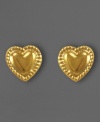 The perfect pair of earrings to add more heart to every day. In 14k gold; each measures approximately 1/2 inch in diameter.