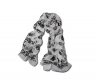 White Skull Silk Chiffon Scarf White Skull Silk Chiffon Scarf