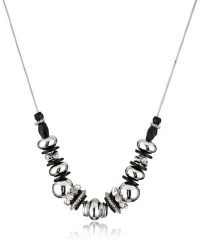 Nine West Silver-Tone Plated 18 Jet and Crystal Frontal Necklace Nine West Silver-Tone Plated 18 Jet and Crystal Frontal Necklace