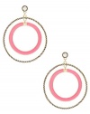 GUESS Coral and Gold-Tone Textured Hoop Earrin, POP COLOR