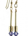 Damali SPARKLE STICKS 14K Gold Dangle Earrings December Tanzanite Swarovski Crystal Elements are 1 1/2 Inches