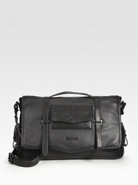 A smart option for any man on the move, styled with flap pockets on the outside and a padded laptop compartment on the inside. Top flap with buckle closures Top handles Adjustable, detachable shoulder strap Exterior flap pockets Interior zip, slip pockets Padded laptop compartment 16½W X 11H X 5D Imported A smart option for any man on the move, styled with flap pockets on the outside and a padded laptop compartment on the inside. Top flap with buckle closures Top handles Adjustable, detachable shoulder strap Exterior flap pockets Interior zip, slip pockets Padded laptop compartment 16½W X 11H X 5D Imported