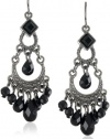 1928 Jewelry Jet and Onyx-Colored Hues Crescent Chandelier Earrings