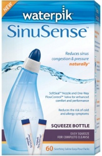 Waterpik SWS 360 Sinusense Squeeze Bottle Includes 60 Soothing Saline Packs With Aloe Vera and Eucalyptus, Blue Waterpik SWS 360 Sinusense Squeeze Bottle Includes 60 Soothing Saline Packs With Aloe Vera and Eucalyptus, Blue