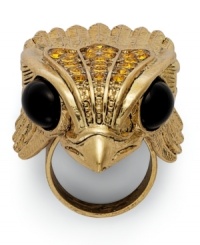Style that soars. Bar III's golden ring features an eagle design with black resin details. Crafted in gold tone mixed metal. Size 7. Style that soars. Bar III's golden ring features an eagle design with black resin details. Crafted in gold tone mixed metal. Size 7.