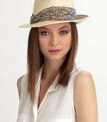 A beaded, sequined band elevates this chic, casual style.90% hemp/10% cottonRuched, sequined bandBrim, about 2¼Hand washMade in USA of imported fabric