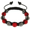 Fully Iced Out Hip Hop 5 Red & 4 Black Disco Ball Adjustable Bracelet