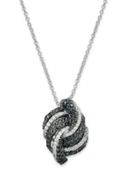 Wrapped in Love™ specializes in styles that will win your heart. This stunning pendant features overlapping swirls of round-cut black diamonds (3/8 ct. t.w.) and white diamonds (1/3 ct. t.w.). Necklace comes in a polished sterling silver setting. Approximate length: 18 inches. Approximate drop length: 3/4 inch. Approximate drop width: 1/2 inch. Wrapped in Love™ specializes in styles that will win your heart. This stunning pendant features overlapping swirls of round-cut black diamonds (3/8 ct. t.w.) and white diamonds (1/3 ct. t.w.). Necklace comes in a polished sterling silver setting. Approximate length: 18 inches. Approximate drop length: 3/4 inch. Approximate drop width: 1/2 inch.
