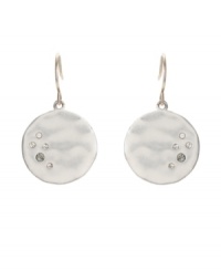 Chill out in icy circles with a frosty sheen. Kenneth Cole New York earrings feature a circular drop accented by round-cut crystals. Set in silver tone mixed metal. Approximate drop: 1-1/4 inches. Chill out in icy circles with a frosty sheen. Kenneth Cole New York earrings feature a circular drop accented by round-cut crystals. Set in silver tone mixed metal. Approximate drop: 1-1/4 inches.