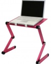 FURINNO Hidup Adjustable Cooler Fan Notebook Laptop Table Portable Bed Tray Book Stand, Pink