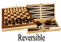 Folding 17 Wooden 3-in-1 Backgammon, Chess, and Checkers Game Set Folding 17 Wooden 3-in-1 Backgammon, Chess, and Checkers Game Set