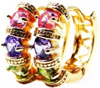 0.75 Inch Gorgeous 18k Brazilian Yellow Gold Filled Etruscan Style Hoop Earrings, Multicolored Simulated Emerald, Amethyst & Aquamarine Crystals 0.75 Inch Gorgeous 18k Brazilian Yellow Gold Filled Etruscan Style Hoop Earrings, Multicolored Simulated Emerald, Amethyst & Aquamarine Crystals