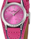 Zou Zou Pink Dial with Flower Motif Pink Faux Leather Ladies Watch ZRT6006