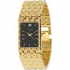 Caravelle Mens Diamond Dress Watch - Gold Tone - Black Rectangular Dial