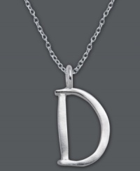 The perfect personalized gift. A polished sterling silver pendant features the letter D with a chic asymmetrical shape. Comes with a matching chain. Approximate length: 18 inches. Approximate drop: 3/4 inch. The perfect personalized gift. A polished sterling silver pendant features the letter D with a chic asymmetrical shape. Comes with a matching chain. Approximate length: 18 inches. Approximate drop: 3/4 inch.