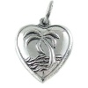 Palm Tree Puffed Heart Vintage Style 925 Sterling Silver Traditional Charm or Pendant