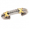 925 Silver Double-Twist Cuff Bracelet with 18k Gold Criss-Cross Accents