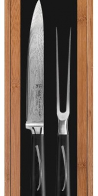 Ginsu Hanaita Series Damascus 33 Layer VG-1 Core Stainless Steel 2 Piece Carving Set with Cryogenic Edge Retention 5905 Ginsu Hanaita Series Damascus 33 Layer VG-1 Core Stainless Steel 2 Piece Carving Set with Cryogenic Edge Retention 5905