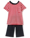Nautical stripes set off Splendid Littles adorable ringer tee and shorts set.
