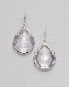 Faceted teardrops of clear quartz catch and reflect light gloriously as they hang from settings of sterling silver. Clear quartz Sterling silver Drop, about 1½ Ear wire Imported