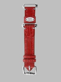 Rich lizard with stunning details to easily change the look of your Selleria timepiece. Teju lizard Bold hand topstitched accents Metallic stitched bar tacking Removable Selleria medallion Polished stainless steel buckle Width, 18mm (.71) Made in Switzerland