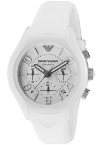 Emporio Armani Men's AR1431 White Ceramic Silicone Chrono Watch Emporio Armani Men's AR1431 White Ceramic Silicone Chrono Watch