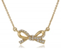 Kate Spade New York Skinny Mini Pave Mini Bow Clear, Gold Colored Pendant Necklace, 16 Kate Spade New York Skinny Mini Pave Mini Bow Clear, Gold Colored Pendant Necklace, 16
