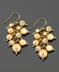 Accent your look with upbeat style. These gorgeous earrings feature a cluster of beads in brushed and polished 14k gold and sterling silver. Approximate drop: 2 inches. Accent your look with upbeat style. These gorgeous earrings feature a cluster of beads in brushed and polished 14k gold and sterling silver. Approximate drop: 2 inches.