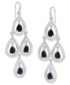 Dazzle with these dangling earrings from Carolee. Crafted from silver-tone mixed metal, the pear chandeliers feature a shimmering pave style with black accents at the center. Approximate drop: 2-5/8 inches.
