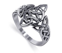 Sterling Silver 40 x 30mm Double Triquetra Celtic Knot Design Polished Finish 3mm Band Ring Size 7, 8, 9, 10, 11, 12 Sterling Silver 40 x 30mm Double Triquetra Celtic Knot Design Polished Finish 3mm Band Ring Size 7, 8, 9, 10, 11, 12
