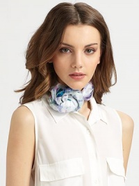 EXCLUSIVELY AT SAKS. Supple silk, printed with a delicate, painterly floral tableau.Silk41½ X 41½Dry cleanImported