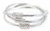 Jessica Simpson Set of 3 Elastic Silver Tone Bangle Bracelets