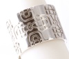 Gucci 18k White Gold Wide Band and Engraved Horsebit Ring with Gucci Box