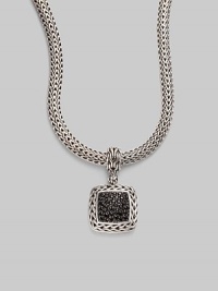 From the Classic Chain Collection. Black sapphire pavé dazzles along the center of this sterling silver square enhancer.Black sapphire Sterling silver Length, about 1½ Width, about 1 Made in Bali Please note: Chain sold separately. From the Classic Chain Collection. Black sapphire pavé dazzles along the center of this sterling silver square enhancer.Black sapphire Sterling silver Length, about 1½ Width, about 1 Made in Bali Please note: Chain sold separately.